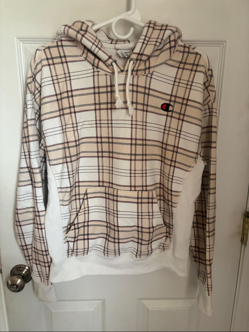 Champion Beige Plaid Hoodie